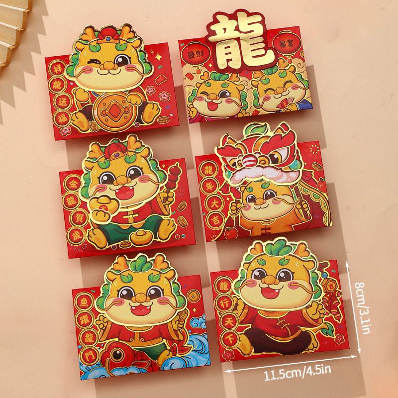 

4/6Pcs New Year Red Envelope Chinese Spring Festival Hongbao Traditional Lucky Money Packets Horse Year Money Pouch