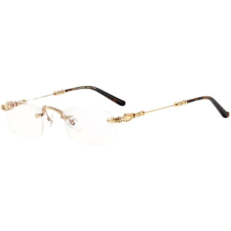Pure Titanium Frame Square Lensless Glasses Retro Lightweight Eyewear