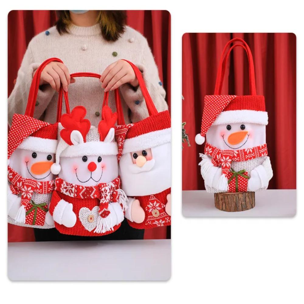 Handheld Christmas Eve Apple Bag Santa Elk Snowman Xmas Candy Bag  Xmas Ornaments