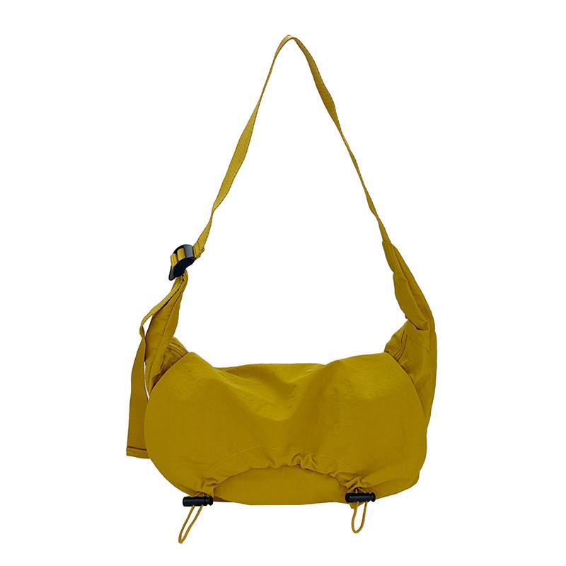 Canvas Casual Nylon Shoulder Bag With Drawstring Closure For Travel And Outdoor Use