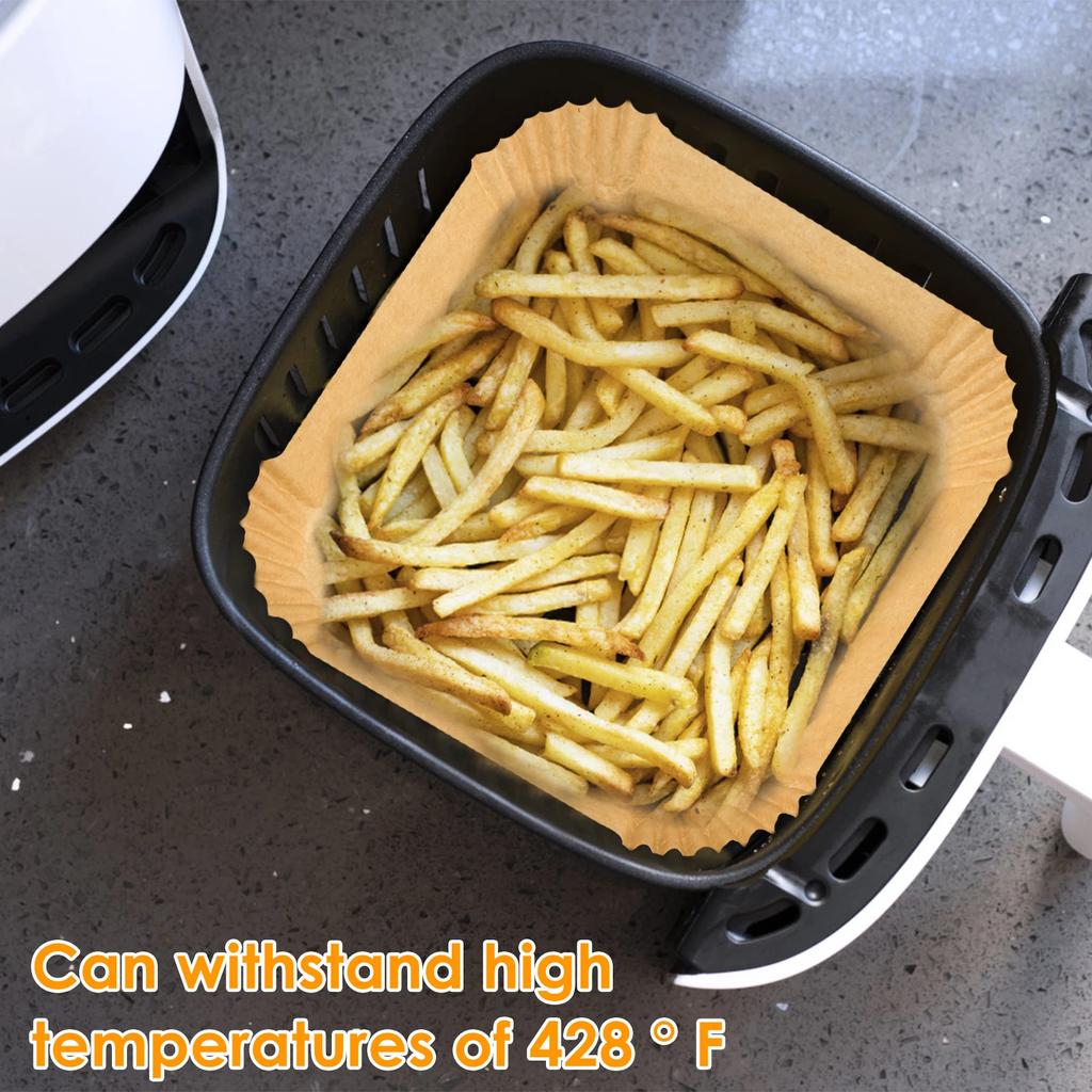 50/100 Stück-Heißluftfritteuse Papier Antihaft Küche Backen Heißluftfritteuse Matte Ölbeständig Mikrowelle Grillmatte Backpapier Einlage Zubehör