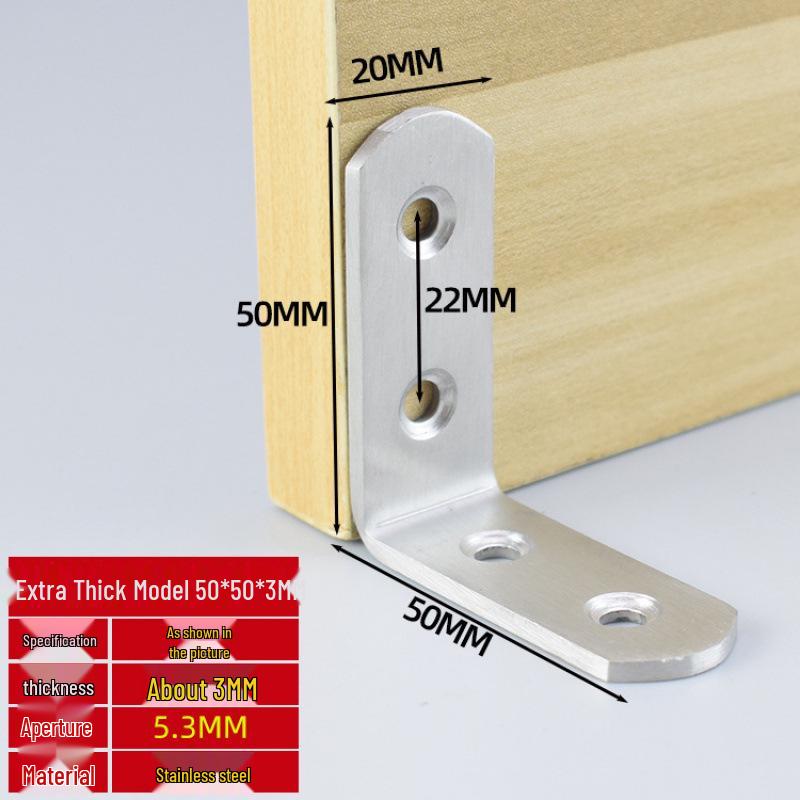 Thick Stainless Steel 90° Angle Bracket for Furniture Fastening