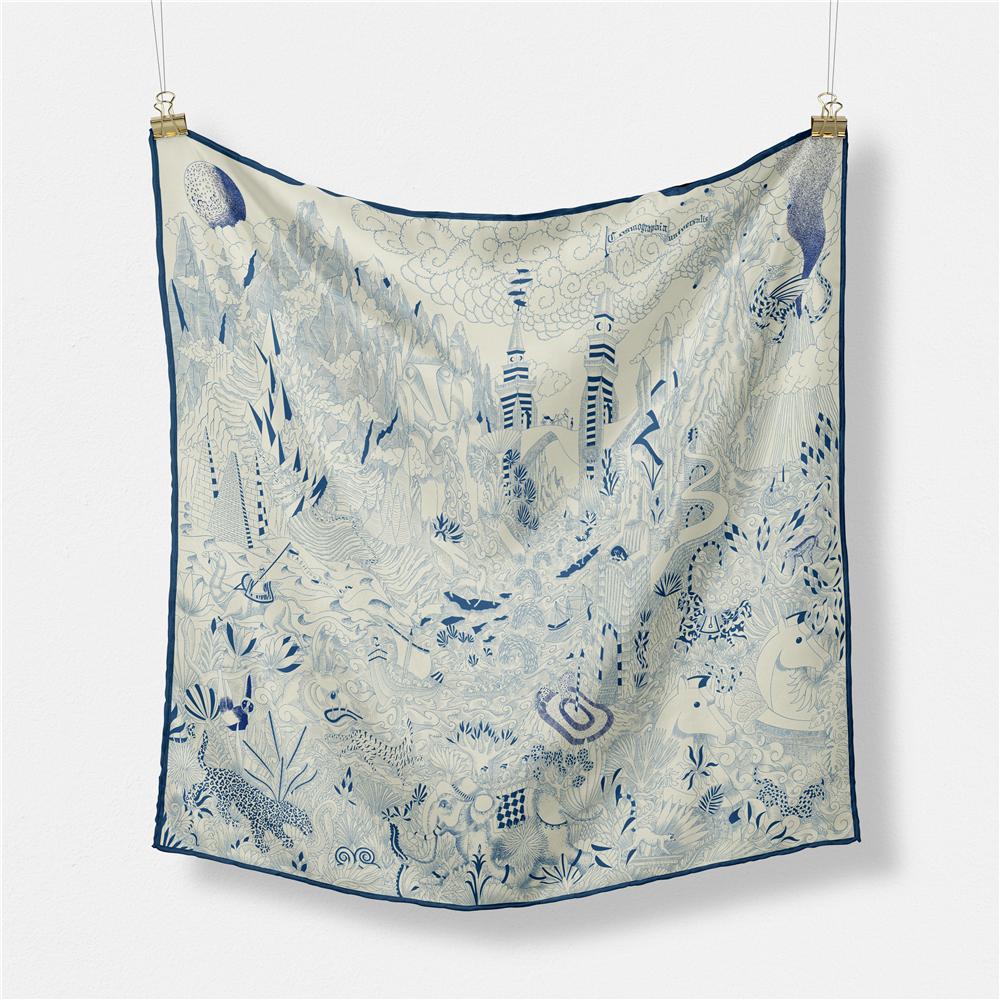 53cm City Of Horses Fashion Square Scarf Woman Design Silk Women Scarf Bandana Luxury Brand Headband Hijab Neckerchief