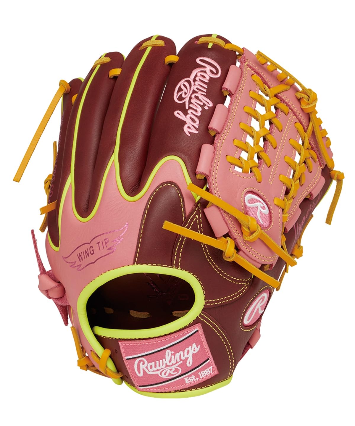 

Rawlings Baseball Hyper Tech Color Size Throw on the Right Glove, Softball, Adult, Sync, GR5HTCN55W, Shelley/Pink, [All-Fielder], 11.75, Left-Handed