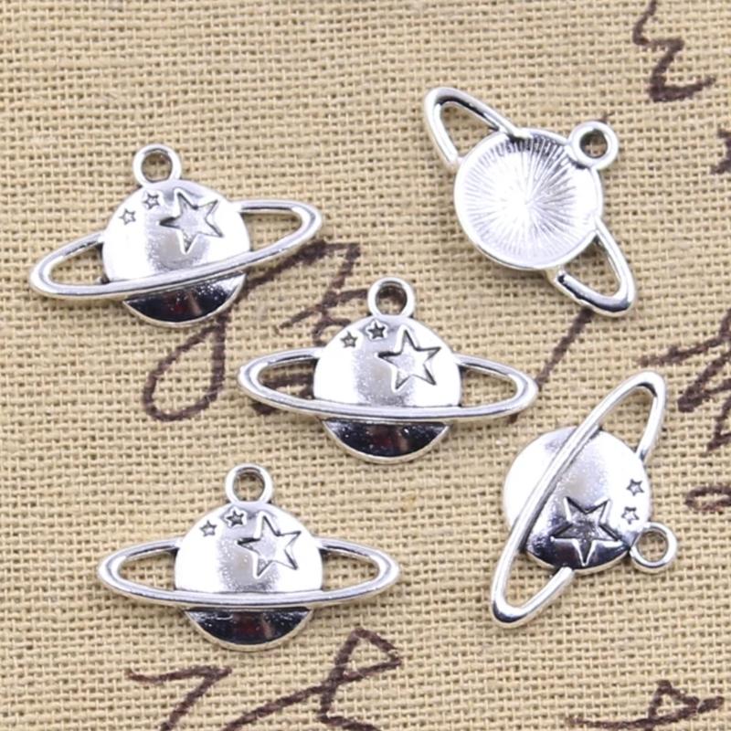 100pcs Saturns Planet Charm In Antique Silver Unique Silver Color Planet Pendants For Trendy DIY Necklace And Bracelet