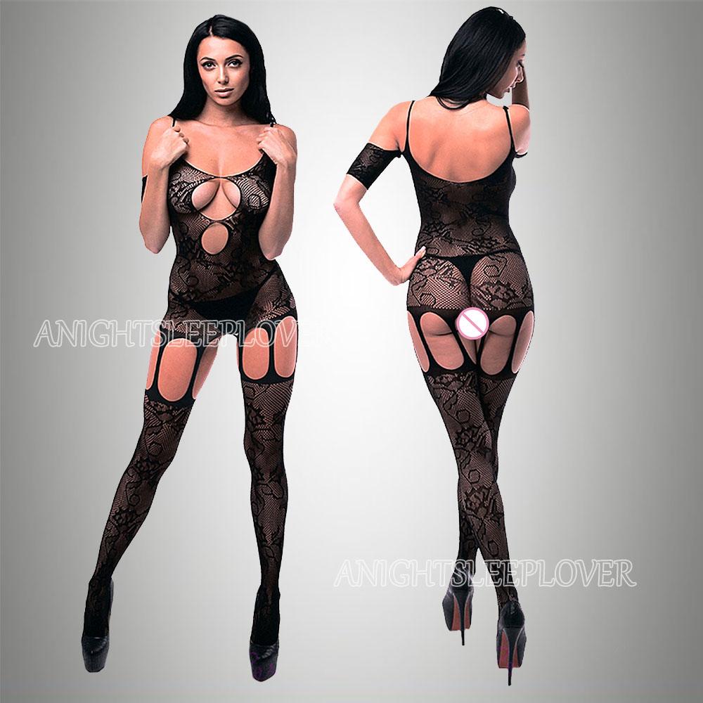 One Piece Hot Fishnet Bodystockings For Women Black Hollow Erotic Sexy Lingerie Sex Costumes Chemises Pornographic Mesh Bodysuit