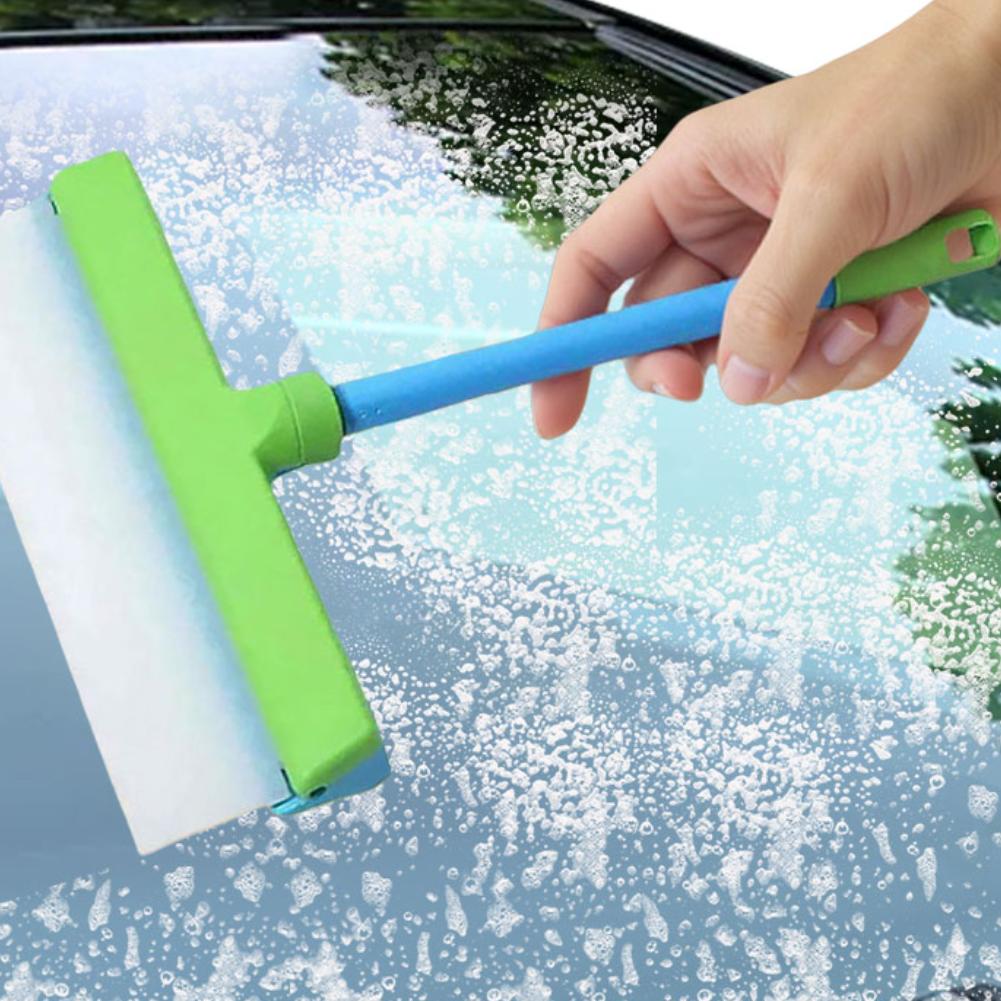 12-Inch Silicone Window Squeegee Kit Single Ultrafine Fiber Cloth Cover Reusable Car Cleaning Tool Glass Cleaning Mop Gadget