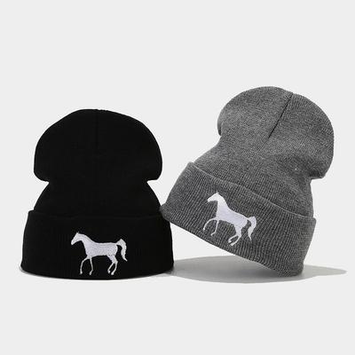 Herbst und Winter neue innovative Pferde-Stickerei warme Kaltmütze Männer und Frauen Outdoor Shopping Freizeit Sonnenschutz Strickmütze Tide