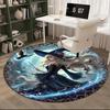 Witch Flying Through Starry Sky Round Carpet Chair Cushion Round Entryway Rug, Soft Round Rugs for Living Room, Bedroom, Circle Carpet Decor Gifts