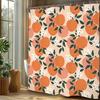 Miyotaa Orange Frukt Duschdraperi Set 60B x 71H Tum Söt Citrus Gröna Blad Fräsch Polyester Vattentätt Tyg Badrumsdraperi