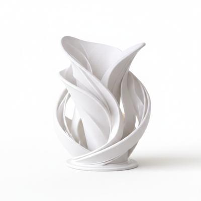 Vaso escultórico espiral branco decorativo para flores secas