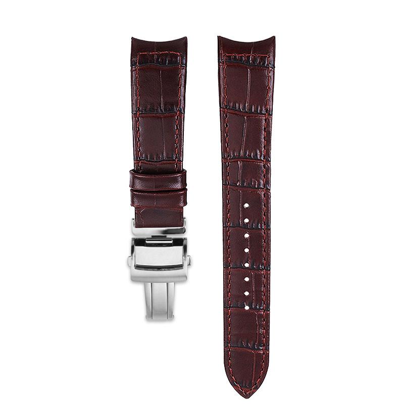 Gebogenes Rindsleder-Uhrenarmband für SEIKO Premier Serie SNP093 096 114 126 127 gebogenes Leder-Uhrenarmband 21mm Armband Armband