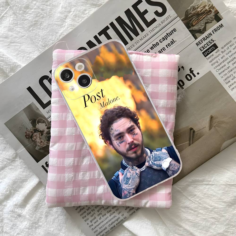

P-post M-Malones singer For iPhone 17 16 15 14 13 12 Mini 11 Pro Max Transparent Case iPhone 13 pro