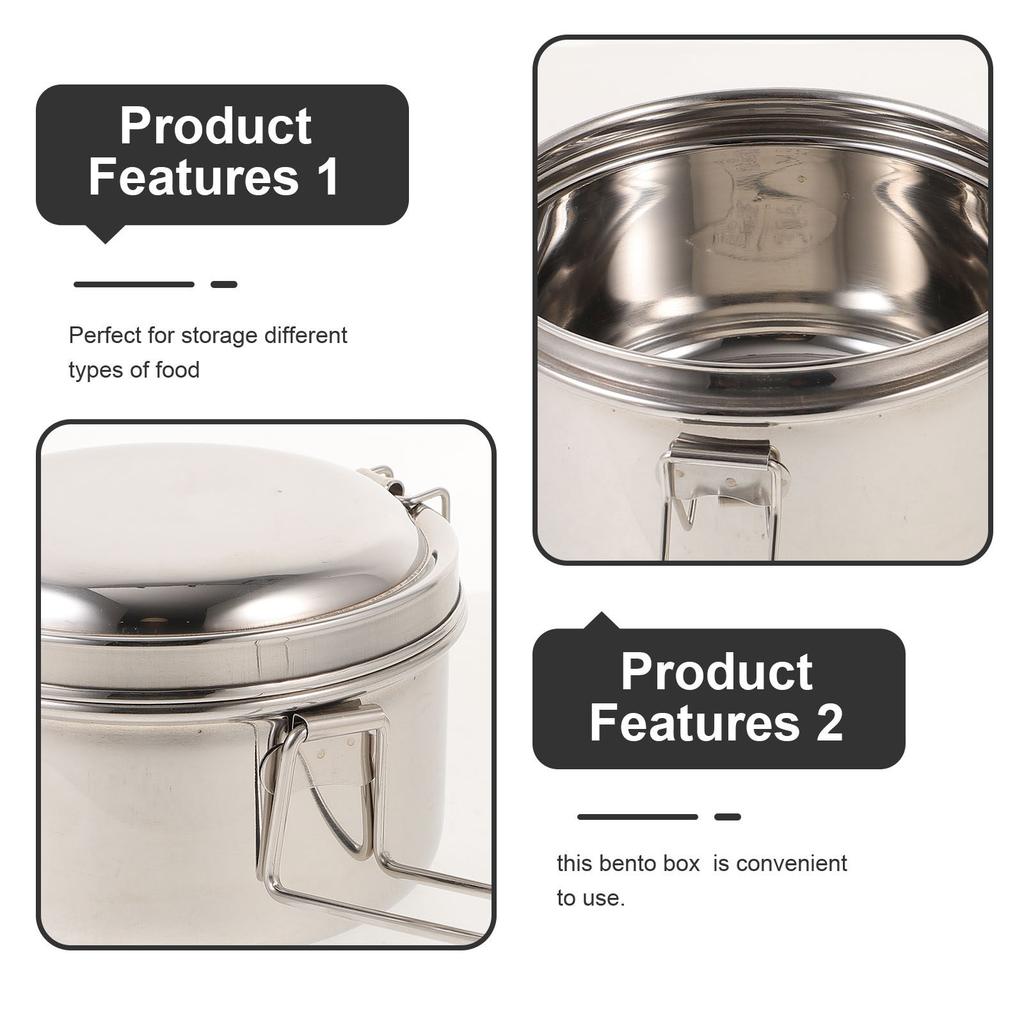 1 Set Stainless Steel Bento Box Double Layer Leak Proof Food Container Portable Lunch Case For Office Large Capacity Microwave