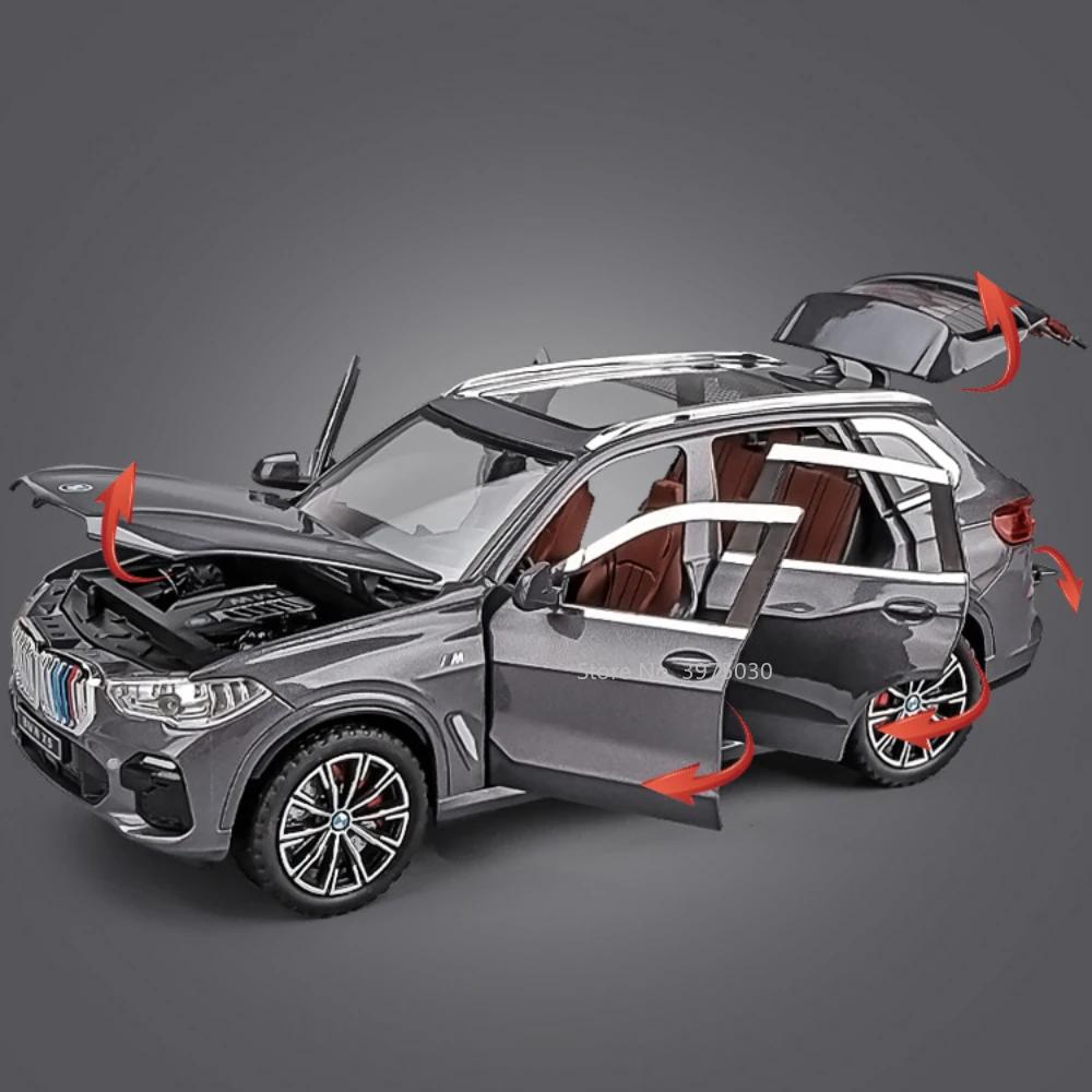 1:24 BMW X5 Models Miniature Cars Toy SUV 6 Doors Opened Vehicles Rubber Tires with Sound Light Car Children's Educational Toys