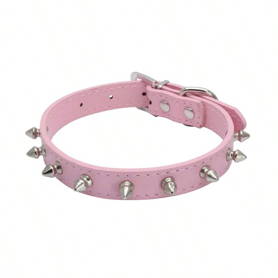 Adjustable Leather Pet Dog Collar Neck Strap Supplies PU Leather Punk Rivet Spiked Dog Collar Pet Collars for Small Dog Cat