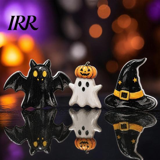 Store Holiday Display Decor 3Pcs Halloween Decoration, Resin Micro Landscape Miniature Figurines, Cute Ghost Spooky Home Pumpkin Fairy Garden Ornament