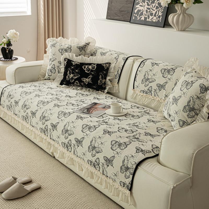 French Skirt Chenille Sofa Cushion  New High-End Leather Sofa Cover Four-Season Universal Seat Cushion Cover