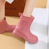 Women's medium tube rain shoes non-slip outer wear fashion trend waterproof thick sole height increase thin overshoes rain boots