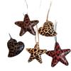 Leopard Print Leather Star & Heart Pendant Necklace - Fashionable, Casual, Versatile Sweater Chain Jewelry