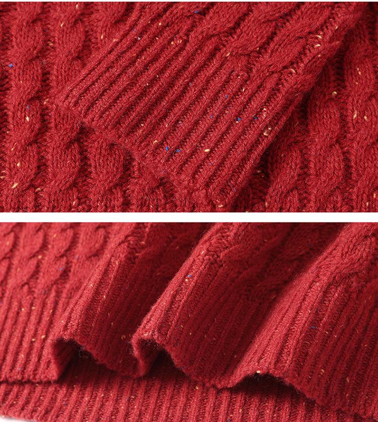 Women's Color-Blocking Wool Pullover Sweater - Stylish Loose Fit for Autumn and Winter