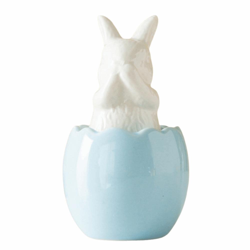 

1/3Pcs Smooth Finish Ceramic Bunny Figurines Cartoon Ceramic Rabbit Statue Office Desktop Blue Style 1