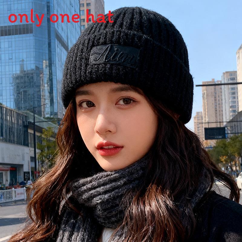 

Wool Beanie Hat For Women Men With Embroidered Letters Winter Warmth Fashion Casual чёрный