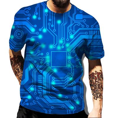 Printplaat Elektronische Componenten Circuit 3D Digitale Print Patroon Casual Heren T-shirt
