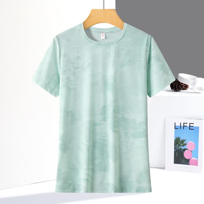 Women s Gradient Camouflage Ice Silk Short Sleeve Top - Breathable, Comfortable, Casual Sport Running Shirt 3XL светло-зеленый