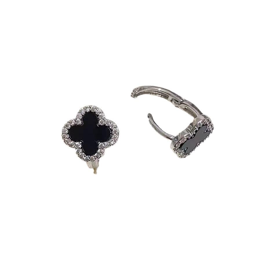 Classic Luxury Four-Leaf Clover Delicate Rhinestone Women's Earrings Netroots High-Level Sense Of Earrings