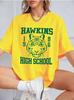Hawkins High School Prints Cotton Tshirts Unisex Summer Short Sleeve Tops Street Oneck Oversized T Shirt Casual Unisexs Clothes
