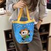 Roztomilá taška přes rameno s kresleným potiskem, válcová taška, plátěná taška, dámská kabelka, taška na oběd, nákupní taška, školní taška