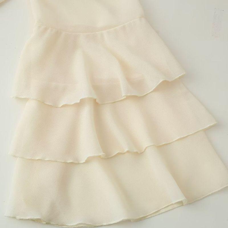 Kaslead New Women Clothes Western Style Fashion Simple Frill Chiffon Shirts Skirt Two-piece Set