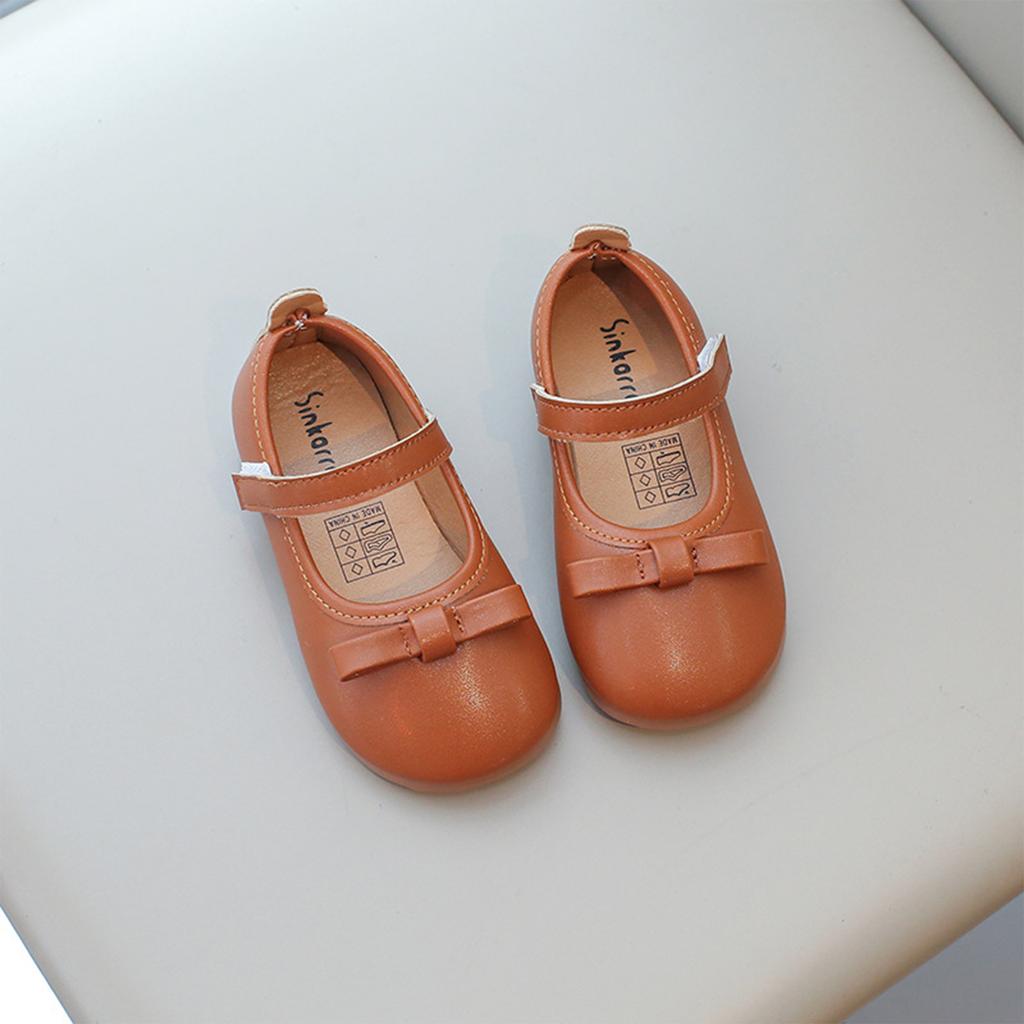 Girls Classic Bow Accent Mary Jane Dress Shoes Slip On Flat Round Toe Comfortable Casual School Ballet Shoes for Toddlers and Kids