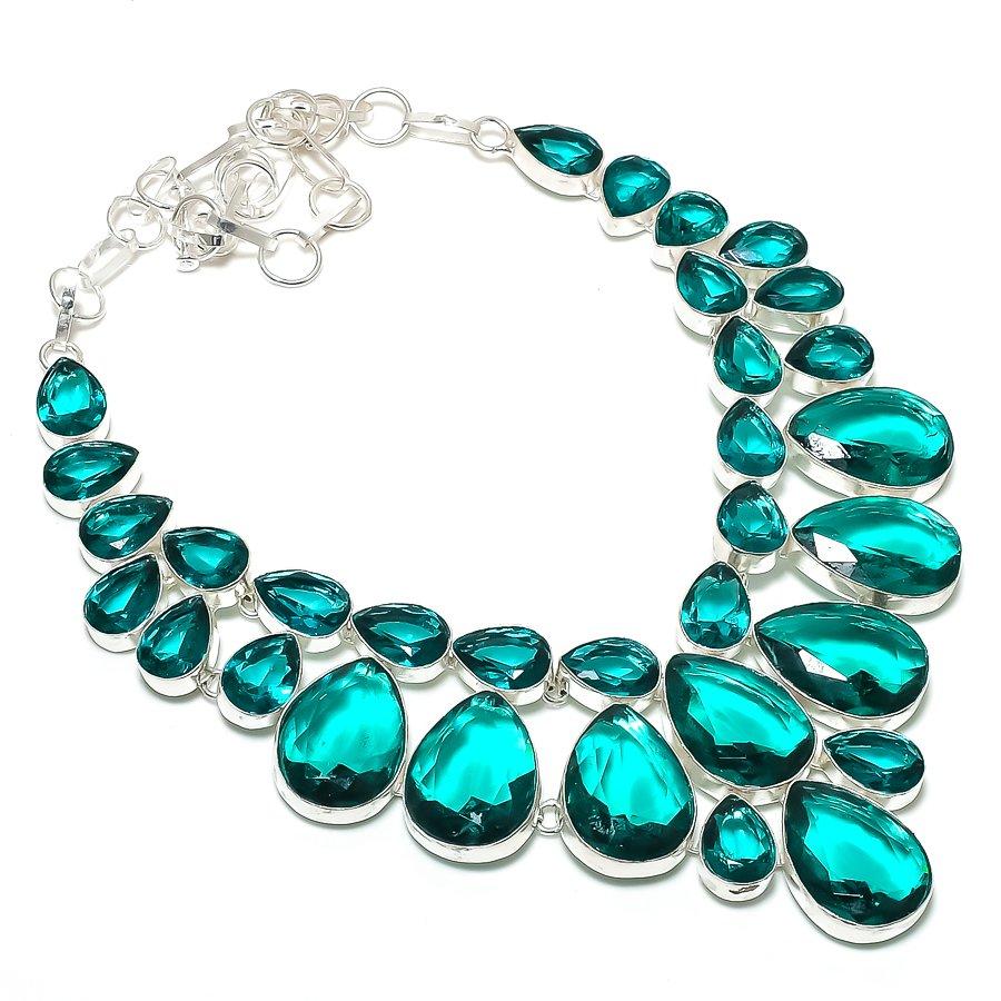 

Natural Indicolite Tourmaline 925 Sterling Silver Jewelry Necklace 18 l0h02