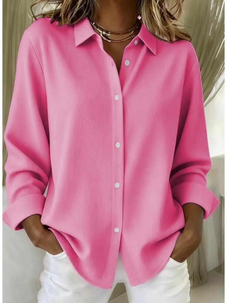 2026 Summer European & American Women's New Solid Color Simple Long-Sleeved Shirt