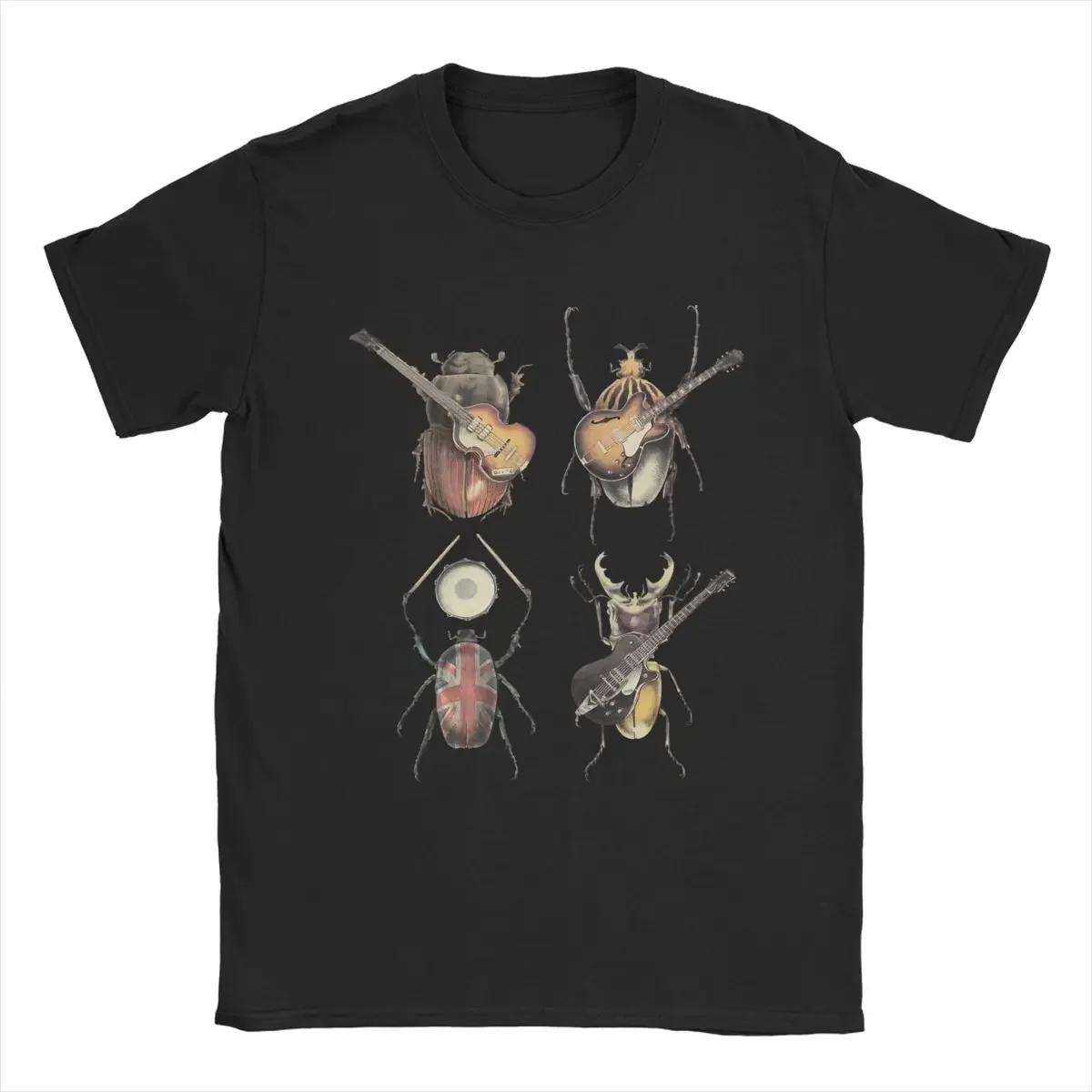Beetles playing guitar and drums T-shirt XL