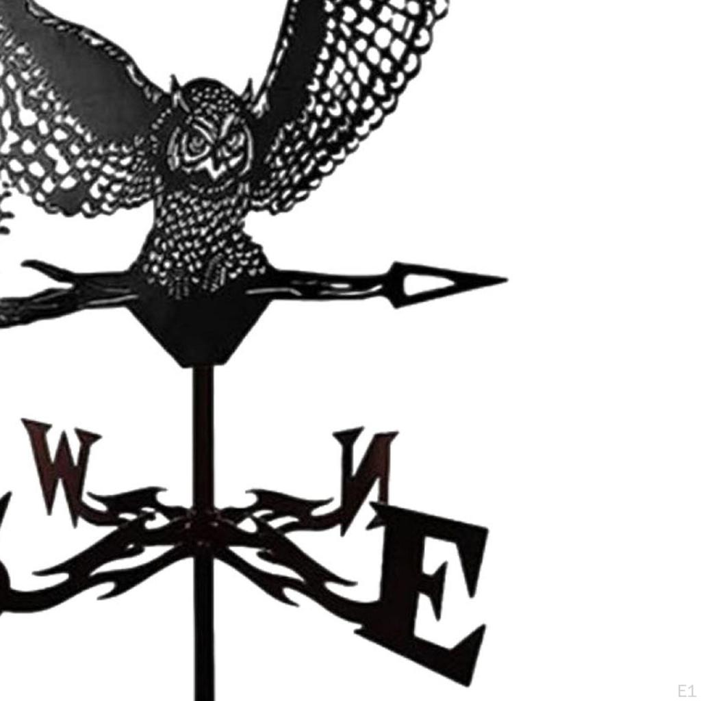 Metal Weather Vane Wind Direction Indicator Black Sculpture Owl Eagle Weathervane for Roof Barn