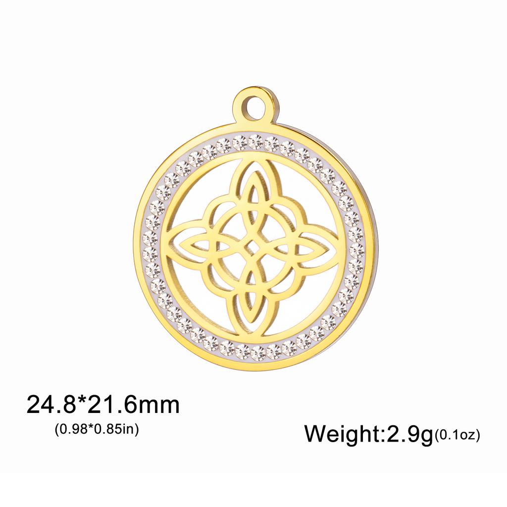 Teamer Irish Witch Knot Clear Zircon Round Pendant for Jewelry Making Necklace DIY Stainless Steel Celtics Knot Charm Wholesale