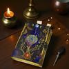 Mystic Pentacle Leather Journal | 5×7" Handmade Deckle Edge Paper | Wiccan Moon & Serpent Art Notebook | Vintage Occult Grimoire with Lock
