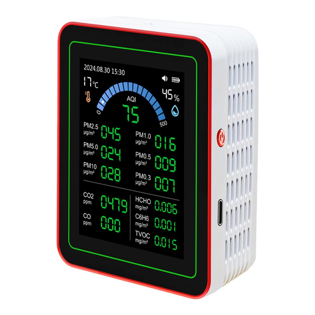 18 In 1 Air Quality Monitor Sensors Detect CO2 PM2.5/PM10 HCHO TVOC Indoor Real-Time Air Detector for Home Cars Plants and Pets