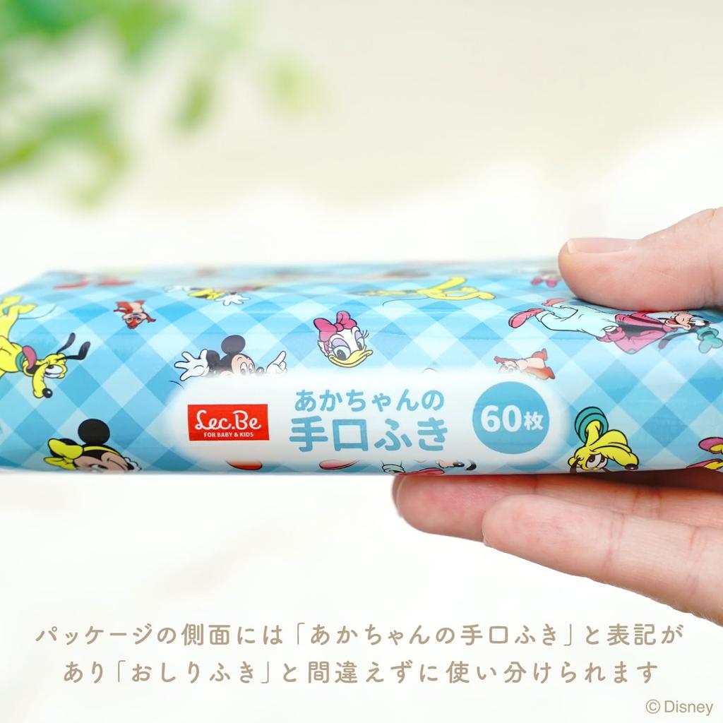 LEC Disney Pure Water Hand 60 sheets x 20 packs 1200 sheets Contains moisturizing ingredients leaf Made in Japan 99% Wipes, (Mickey & Friends) / /