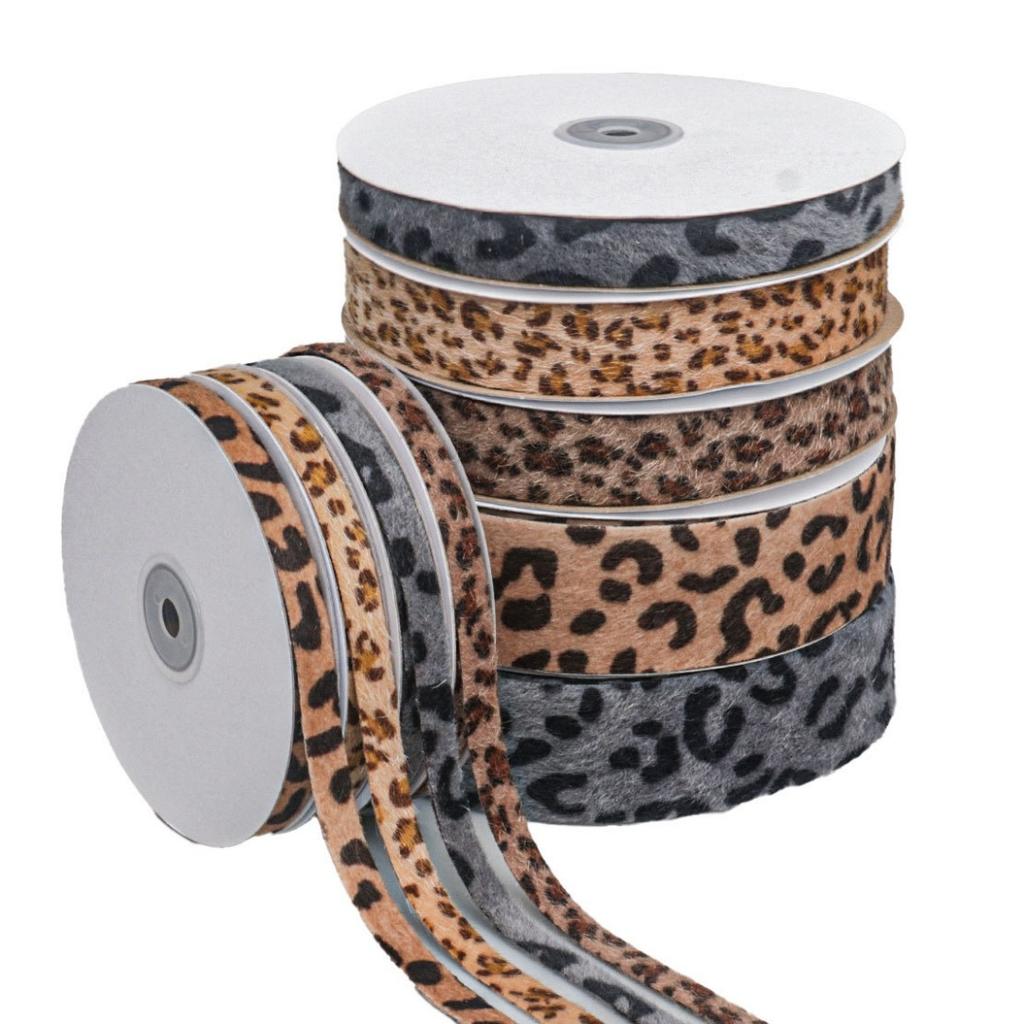 1PC Double Sided Leopard Print with Thickened Straight Ribbon Make Bowknots Accessories Material Handmade Eopard Cow Printed