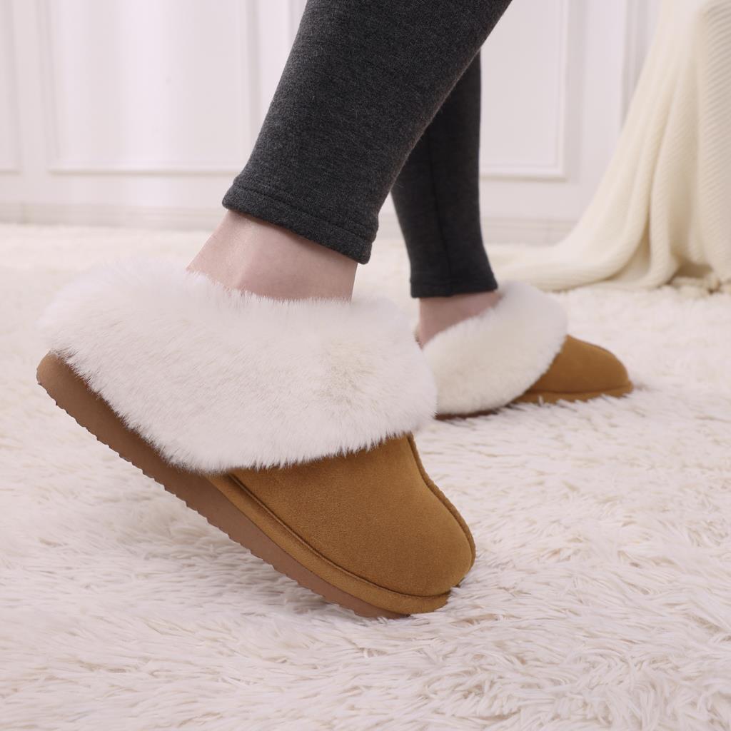 Fashion Shevalues Neue Plüschfell-Hausschuhe Zuhause Damen Winter Flauschig Kunstfellkragen Hausschuhe Fellige Memory-Schaum-Pantoletten Indoor Outdoor