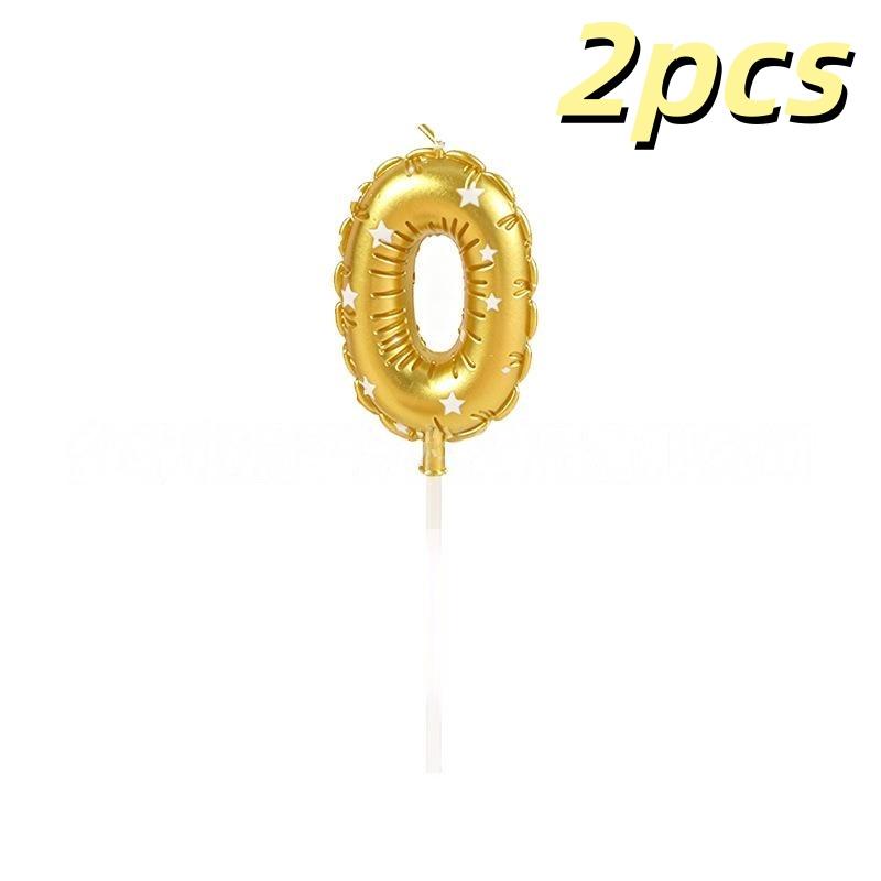 2Pcs Golden Printed Candle, Star Candle, Birthday Candle 0-9 Number Cake Topper, Baby Shower, Valentine'S Day Candles