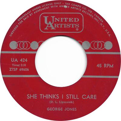 7-дюймовая пластинка GEORGE JONES - She Thinks I Still Care / Sometimes UA424 United Artists 1962 Канада Фолк Б/у