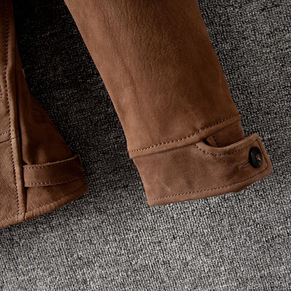 Brown Uncoated Natural Cow Leather Jackets Men Genuine Cowhide Leather Einstein Coat Slim Fit Jacket Man Business Clothes Autumn