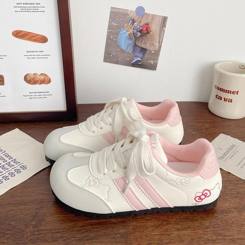 Cute KT cat embroidered German training shoes women's new Korean niche chic versatile board shoes casual women