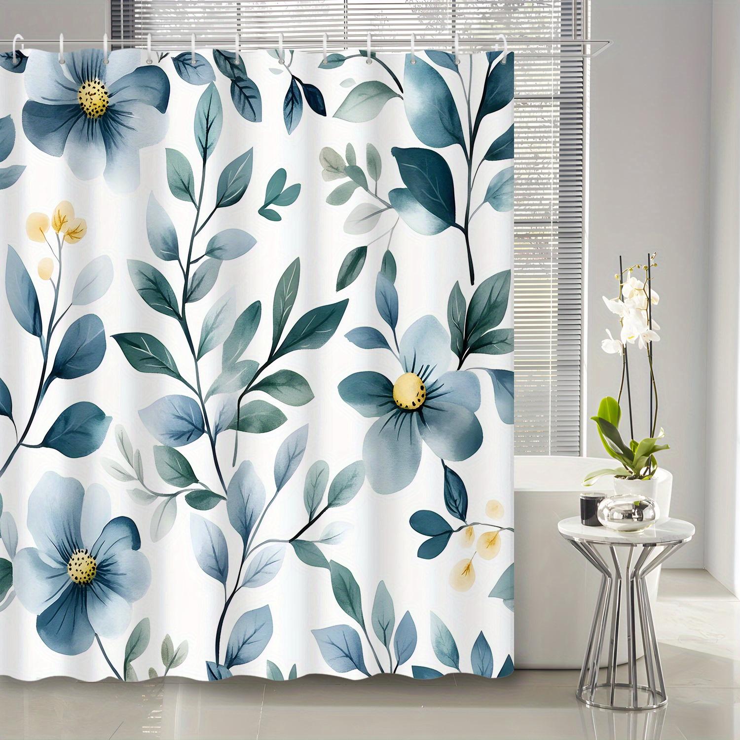 

1Pcs Watercolor Modern Small Fresh Floral Plant Shower Curtain, Polyester Fabric, With Hook, Suitable For Bathroom Decoration W60H190(CM)-1 Pcs