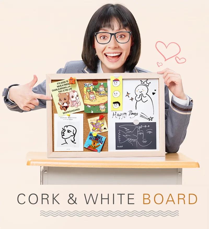 1PC 30x40cm Message Cork Board with Wood Frame Combination Bulletin Magnetic Marker Whiteboard And Drawing Board for Home Office